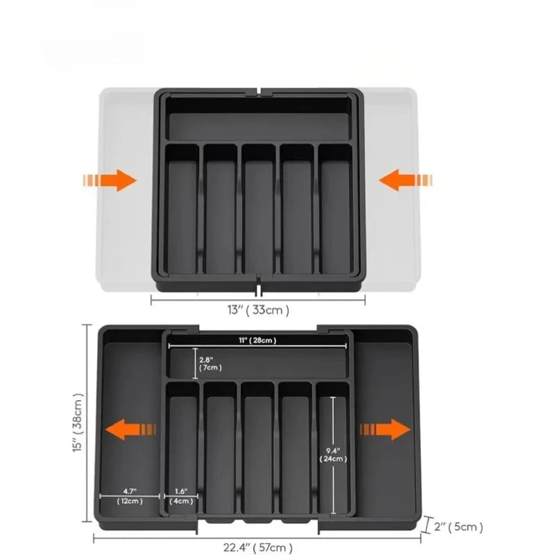 Adjustable Retractable Cutlery Storage Box – Expandable Kitchen Drawer Organizer with Dividers for Utensils, Home Organization