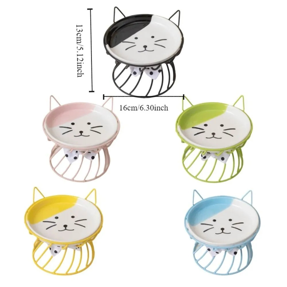 Pet Accessories With Stand Ceramic Cat Bowl Non-Slip Large Capacity Dog Water Bowl Cartoon Pet Feeder Pet Drinking