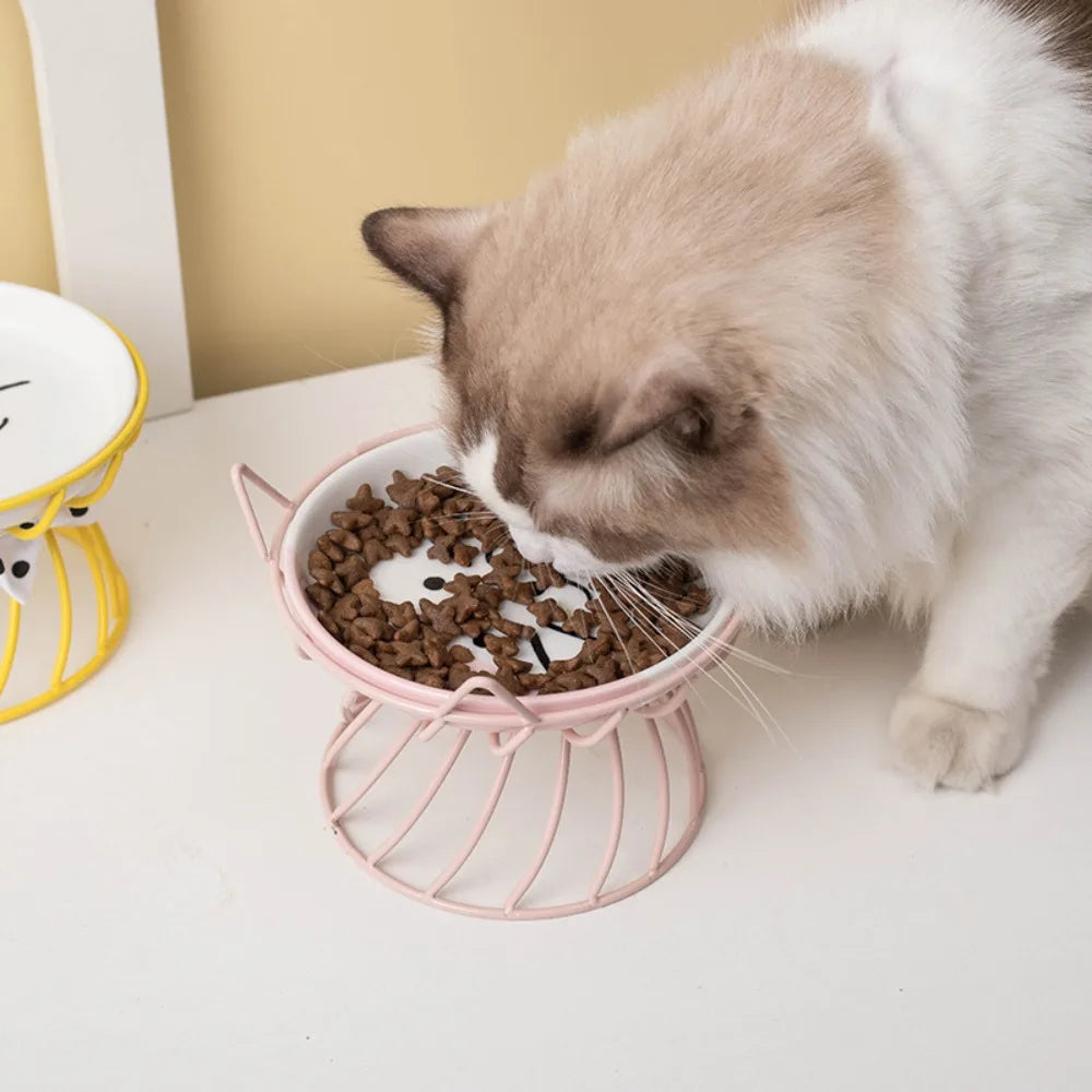 Pet Accessories With Stand Ceramic Cat Bowl Non-Slip Large Capacity Dog Water Bowl Cartoon Pet Feeder Pet Drinking