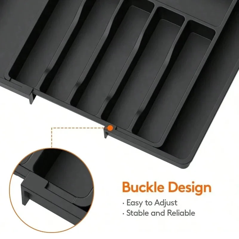 Adjustable Retractable Cutlery Storage Box – Expandable Kitchen Drawer Organizer with Dividers for Utensils, Home Organization