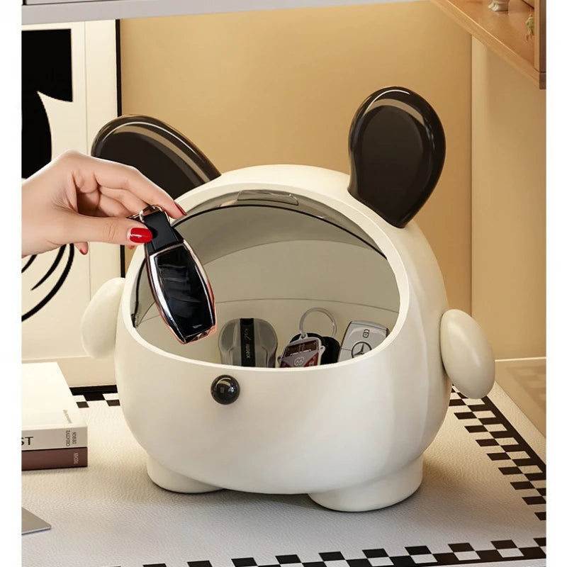 Cute Decorative Flip Lid Storage Box  Multifunctional Desktop Organizer for Entryway Keys Sundries Home Organization