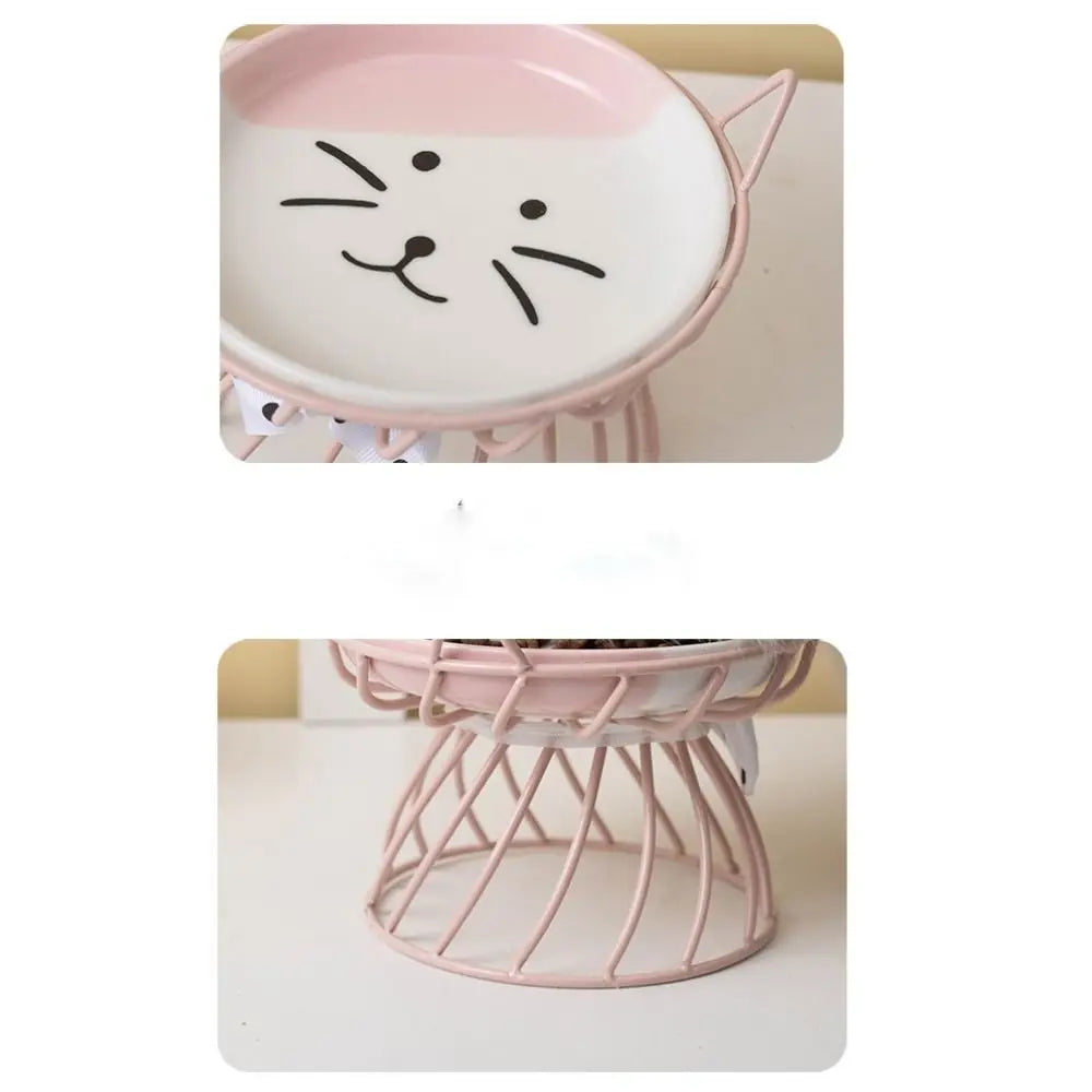 Pet Accessories With Stand Ceramic Cat Bowl Non-Slip Large Capacity Dog Water Bowl Cartoon Pet Feeder Pet Drinking