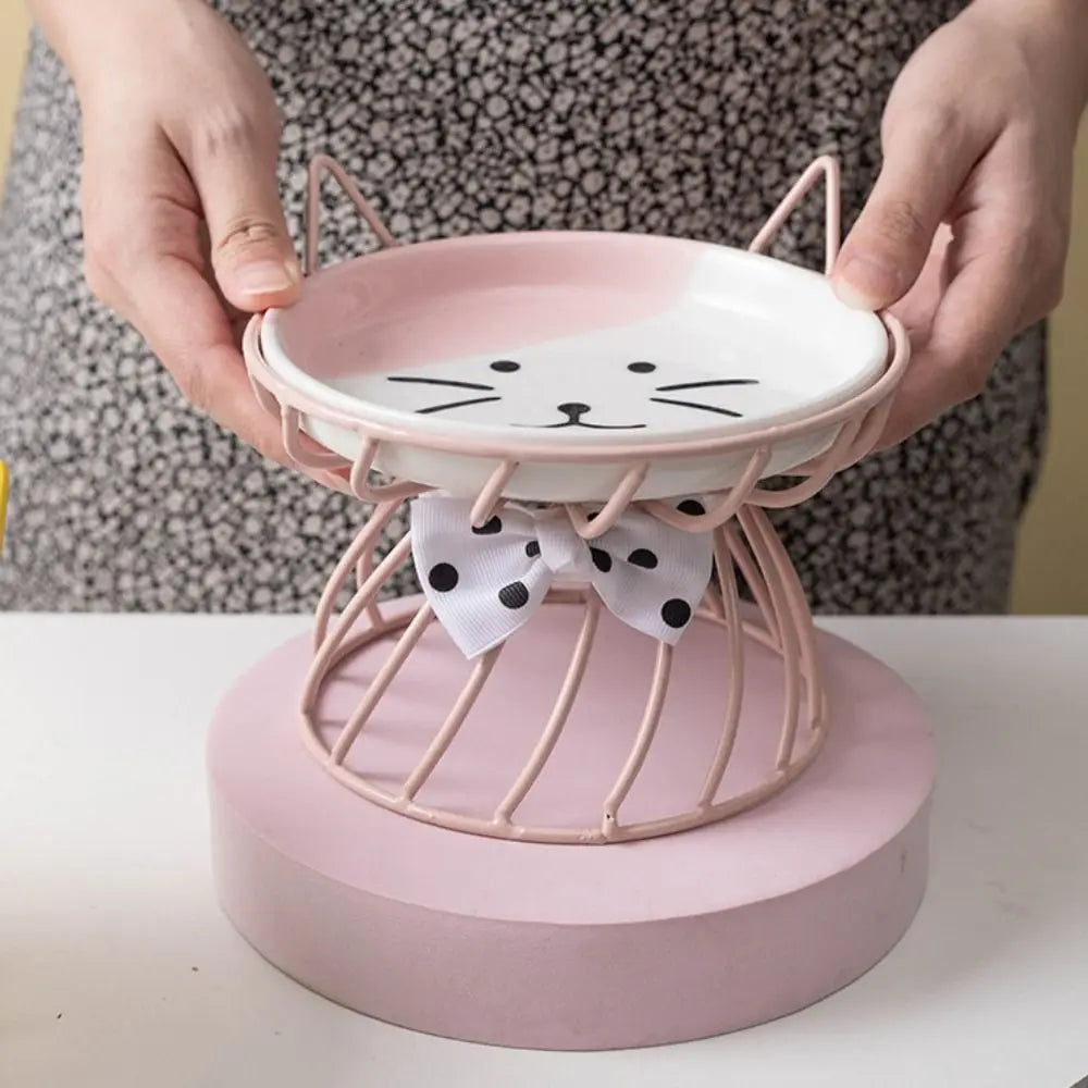Pet Accessories With Stand Ceramic Cat Bowl Non-Slip Large Capacity Dog Water Bowl Cartoon Pet Feeder Pet Drinking